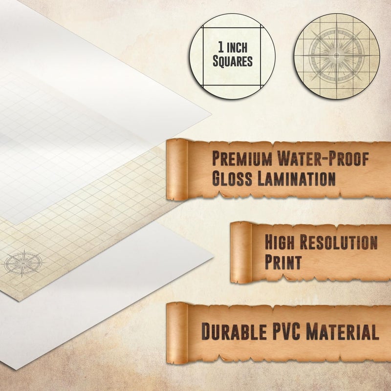 Melee Mats DND Map Starter Set - 24â€ x 36", Wet & Dry Erase Battle Terrain Grid for Dungeons and Dragons - Ultimate Tabletop Gaming Experience with Accessories - Image 5